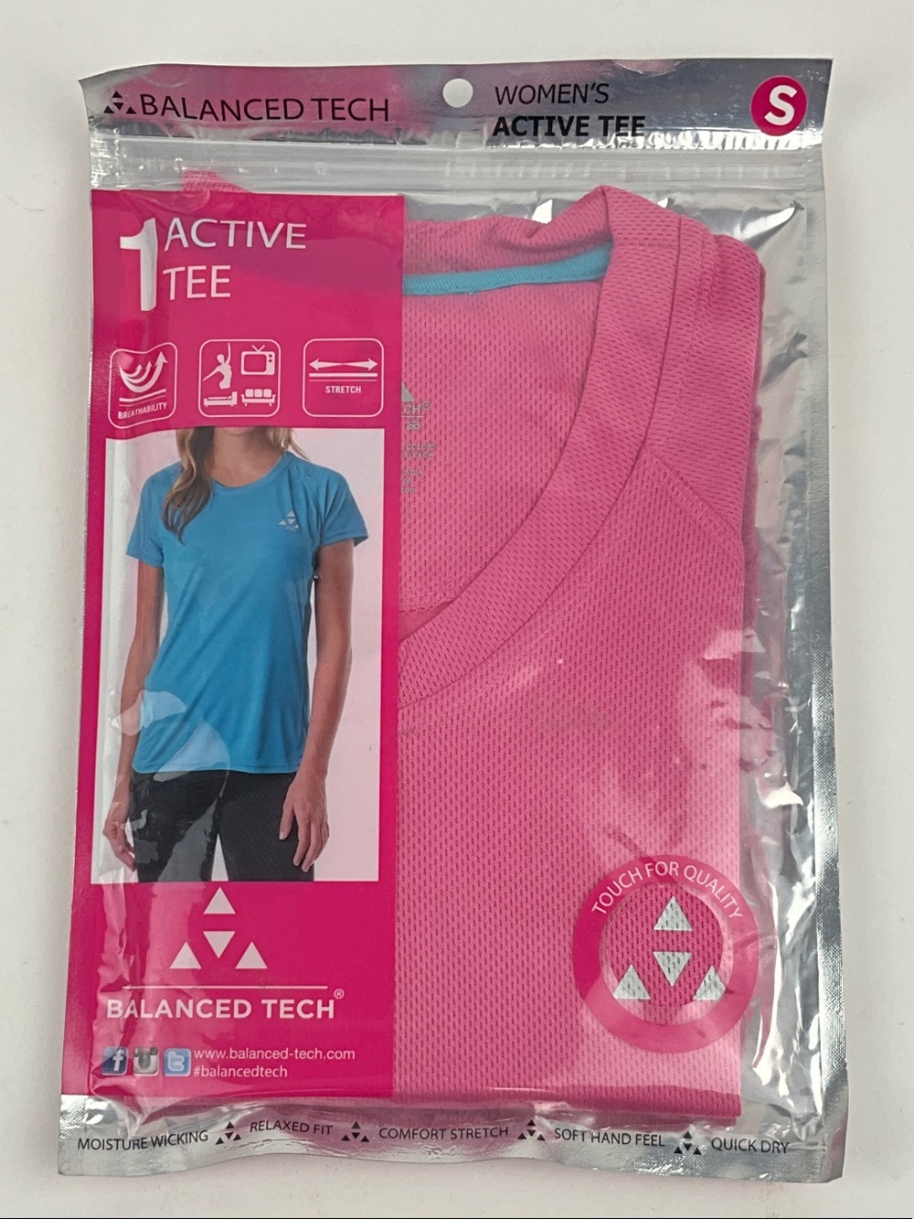 Balanced Tech Women’s Active Tee Pink Small New